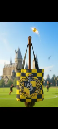 Bolsa Ecobag artesanal grande, Lufa-Lufa/ Hufflepuff / Casa de Hogwarts/ Harry Potter 