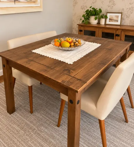 Mesa de jantar de madeira 