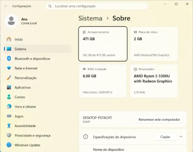 Notebook RYZEN 5