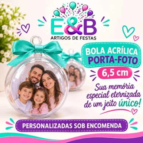 Bolas Acrílicas Esfera 6,5 cm com Foto Personalizada!