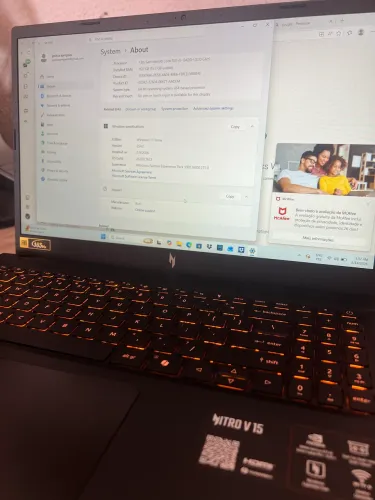 Acer nitro V15 RTX 5050 NOVO, Aceito console na troca.