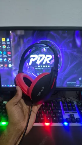 Headset Gamer Bright Preto e Vermelho (Com Microfone) - seminovo