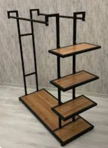 EXPOSITOR/ARARÁ E ESTANTE DESIGN INDUSTRIAL EM ACO E MADEIRA 