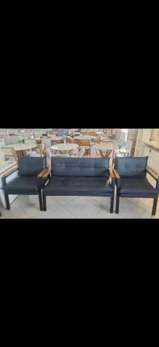 Conjunto de poltronas Fortaleza courino preto , novo
