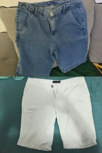 Kit Tamanhos 46 Bermuda Jeans Robkle + Bermuda Branca Smartfly
