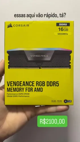 Memória RAM Corsair Vengeance Rgb 16gb (2x8gb) DDR5 5600Mhz (Novas/Lacradas)