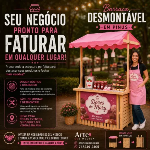 Barraca em pinus desmontavel
