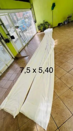 Cortina de Linho Extra Longa 7,50m x 5,20m - Pé Direito Duplo