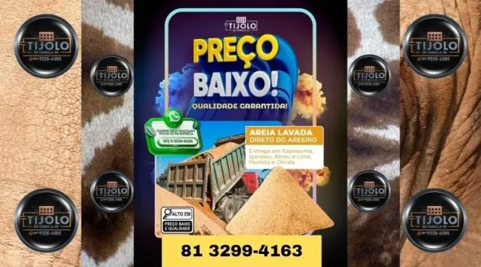 areia lavada direto para construção e reforma 