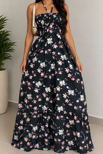 Vestido Longo Florido Tam Único (P/M)