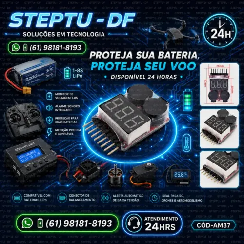 Buzzer Teste Alarme Monitor De Voltagem De Bateria 1a8s Lipo Aeromodelismo-Automo COD-AM37