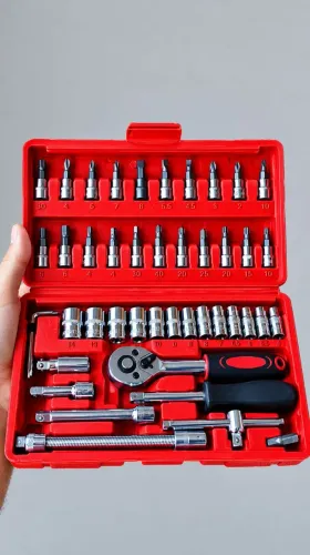 ?Kit de Ferramentas com Maleta Jogo de Soquetes e Catracas