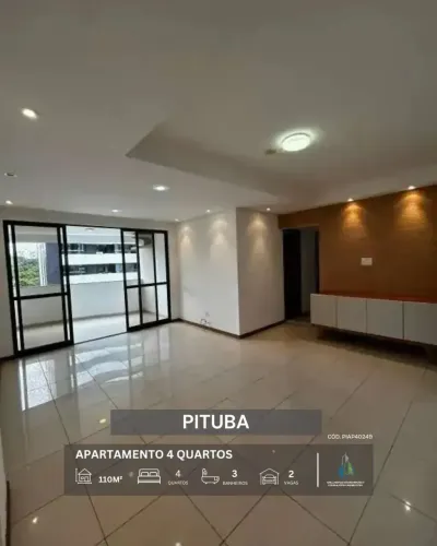 APARTAMENTO 110m² 3 QUARTOS 1 SUÍTE VARANDA 2 GARAGENS INFRA VENDE PITUBA