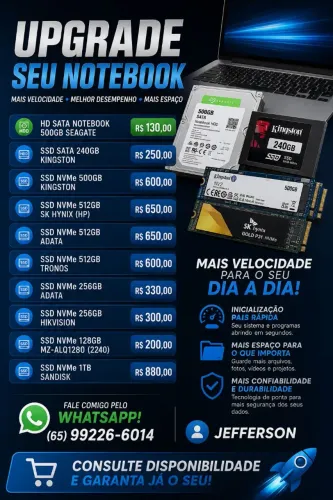 HDs e SSDs NVME e SATA - Armazenamento e desempenho para seu computador!