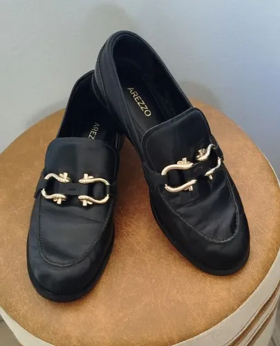 Mocassim Arezzo preto couro legítimo - n.35