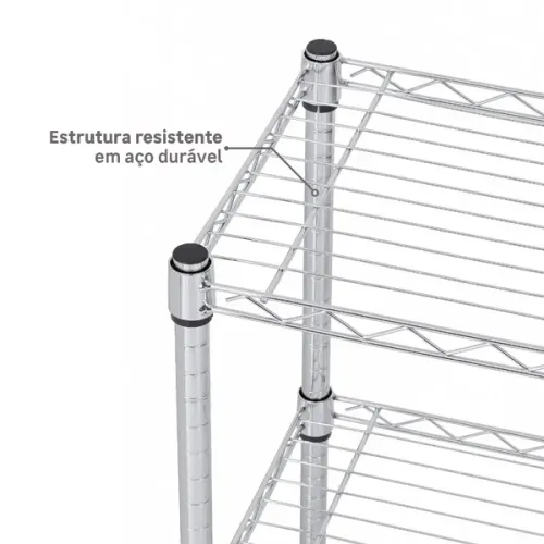 Estante de Metal Aço Cromado com 5 Prateleiras Aramada 180x90x35cm 250kg