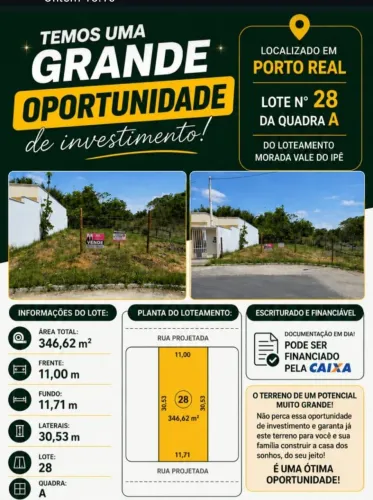  EXCELENTE Terreno de 346,62 m² - Aceita financiamento pela Caixa. OPORTUNIDADE ÚNICA!