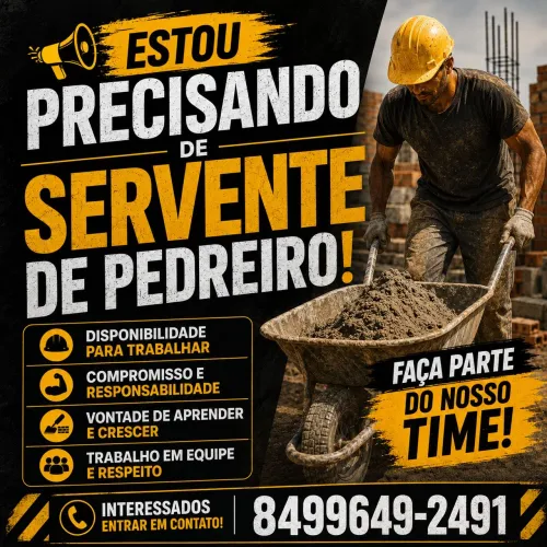 Vaga para Servente de Pedreiro