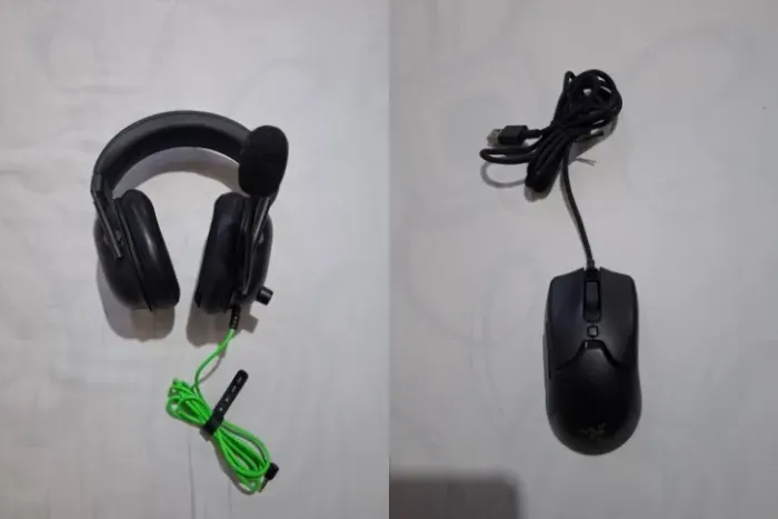 Fone de Ouvido e Mouse Gamer Razer em perfeito estado