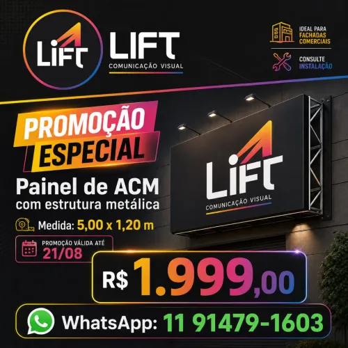 ? PROMOÇÃO ESPECIAL - PAINEL DE ACM COM ESTRUTURA METÁLICA 5,00x1,20m ?