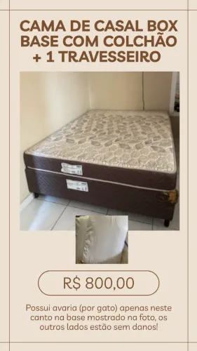 Cama Box de Casal com Colchão + 1 travesseiro
