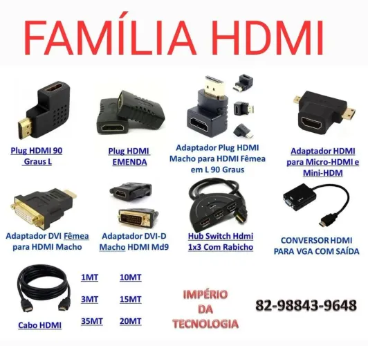 Cabo HDMI DVI TIPO-C Impressora Camera