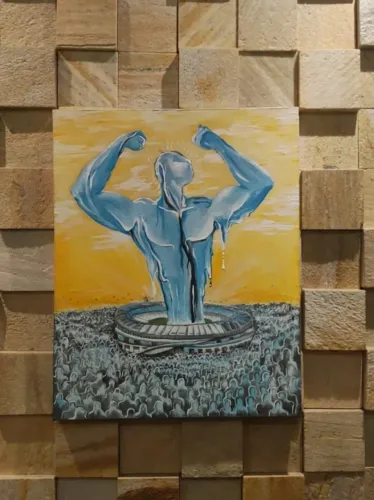 PEÇA ÚNICA | Quadro Grêmio Original em Tela 50x40 | Pintura Acrílica Autoral