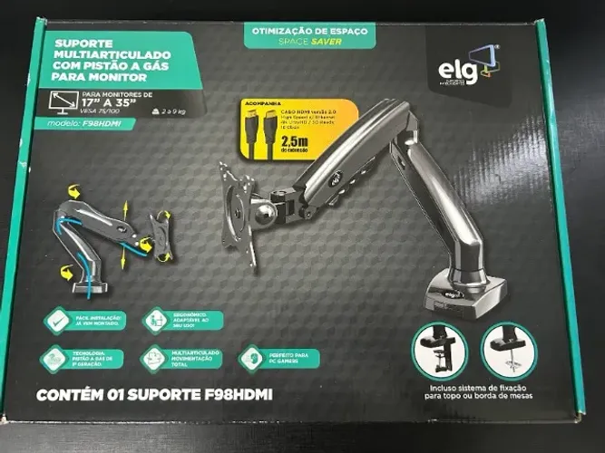 Suporte de Mesa Articulado para Monitor de 17" a 35" ELG, com Pistão a Gás