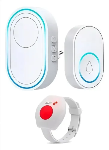 KIT SOS PARA IDOSOS - BOTÃO DE PÂNICO + PULSEIRA + CAMPAINHA WI-FI | SEM MENSALIDADE