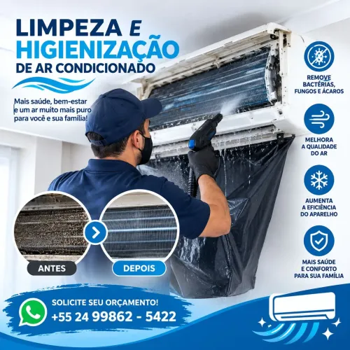 Limpeza de estofados e higienização de ar condicionado.