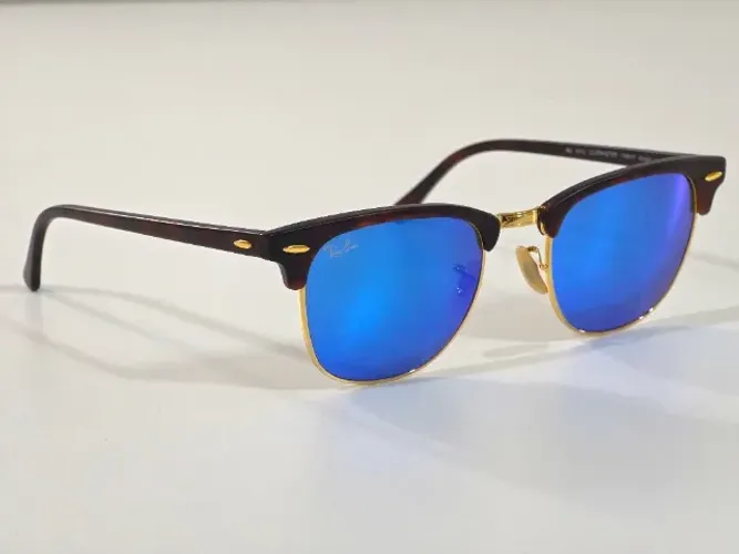 Ray-Ban Clubmaster RB3016 114517 51-21 Havana Dourado Flash Espelhado Azul 100% Original