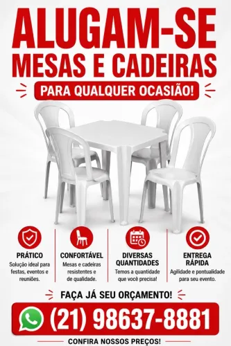 Alugo mesas e cadeiras