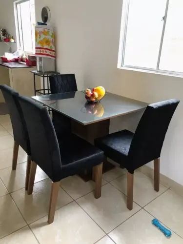 Conjunto Sala de Jantar Tampo de Vidro 4 Cadeiras Capri Madesa