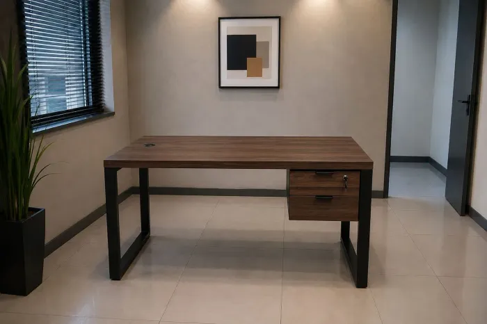 Mesa de 1.20m robusta com 2 gavetas
