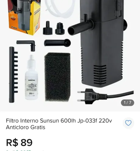 Filtro interno para aquario 600L/H