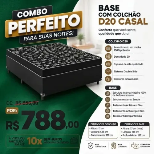 Conjunto Base com Colchão D20 Casal
