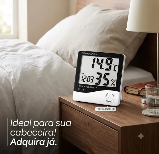 Relogio e termômetro de quarto.