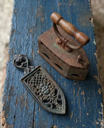 Ferro a brasa com aparador 