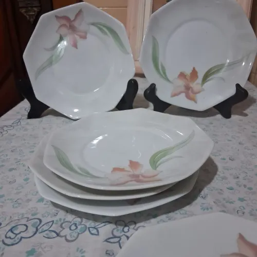Pires chá porcelana Renner floral 15 cm..octogonal 6 peças