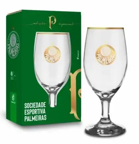 Taça Vidro 330ml Palmeiras Série Ouro