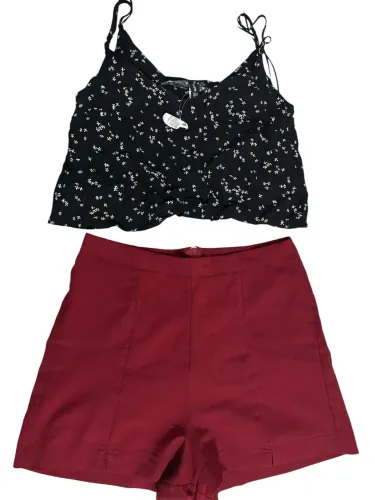 Conjunto Cropped e Short Cintura Alta