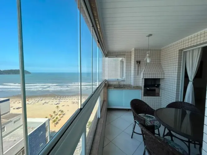 Apartamento com vista mar de 3 dormitórios para locação no Boqueirão - Praia Grande/SP.