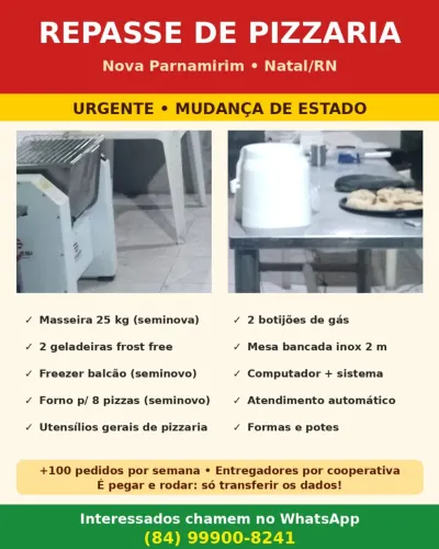 Repasse, venda, Passo o Ponto - Pizzaria em Nova Parnamirim