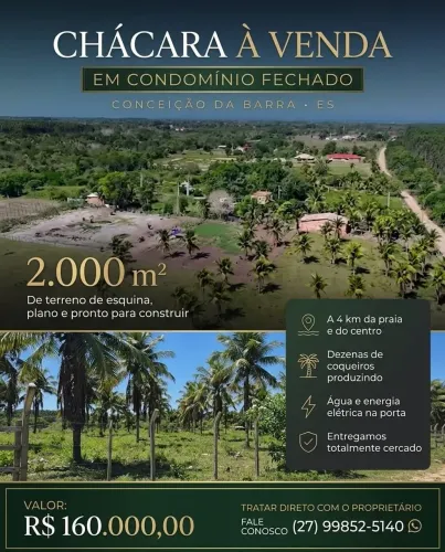 Chácara em Condominio Fechado em Conceição da Barra
