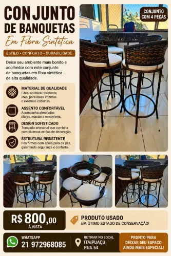 Mesa com 4 banquetas 