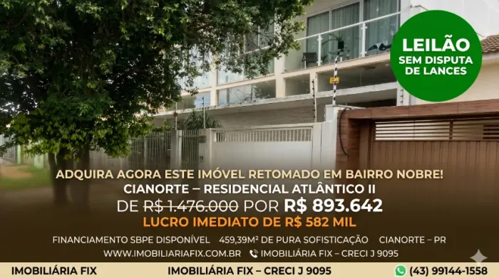 ? Sem disputa de lances: Adquira agora este imóvel retomado em bairro nobre! ? CIANORTE 