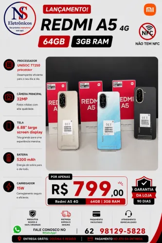 Xiaomi Redmi A5 64+03 Preto Azul Dourado Verde Novo + Entrega Grátis