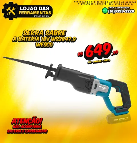 Serra Sabre A Bateria 18V WS2847.9 Wesco