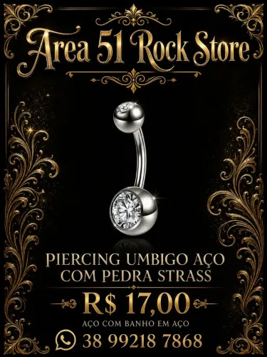 Piercing umbigo aço cirúrgico strass
