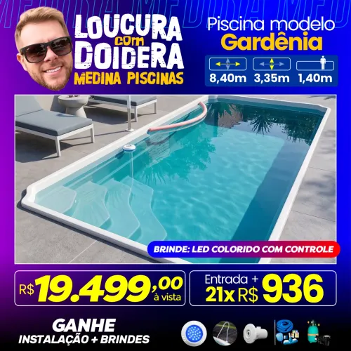 Piscina modelo Gardênia 8,40m x 3,35m x 1,40m